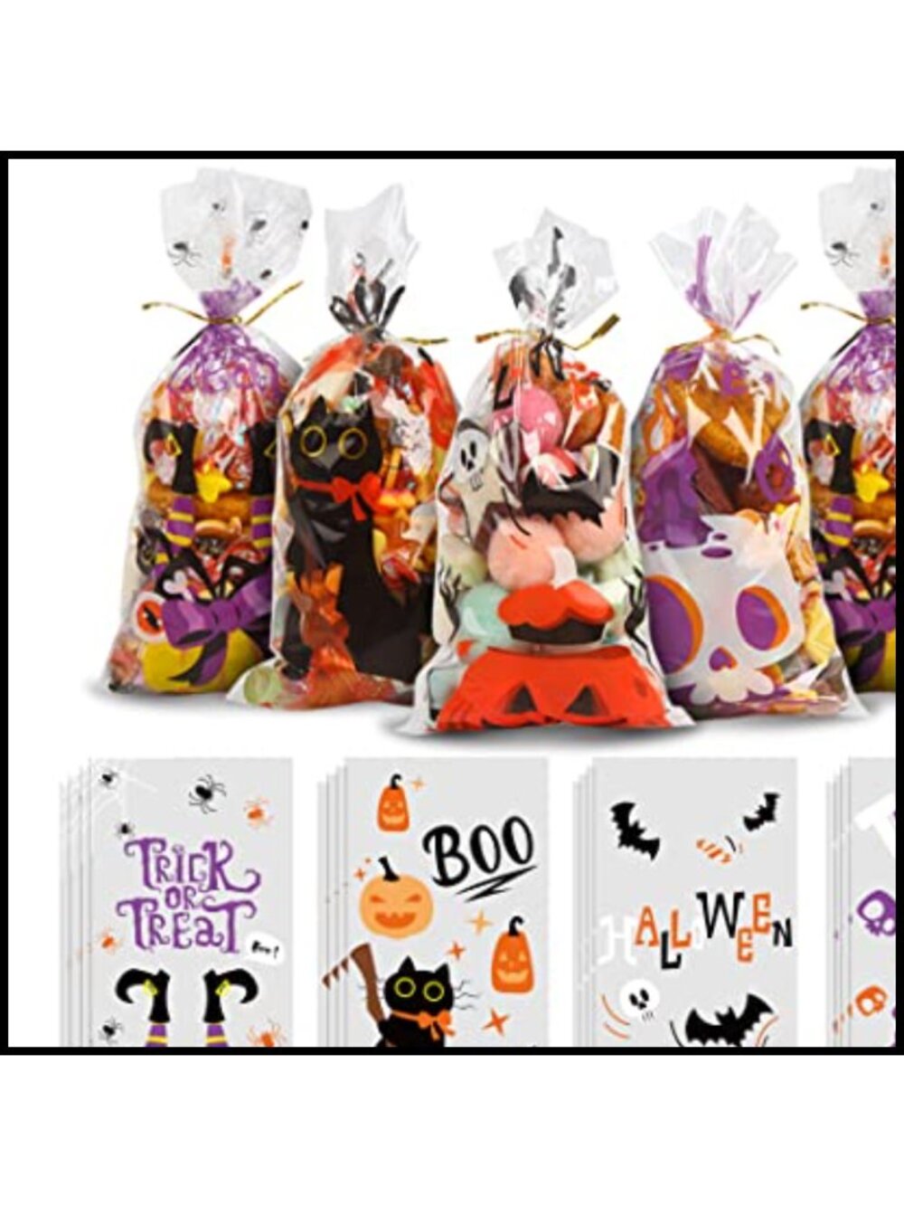 120pc Halloween Cellophane Candy Treat Bags OPP Goodie Bags Party Favor